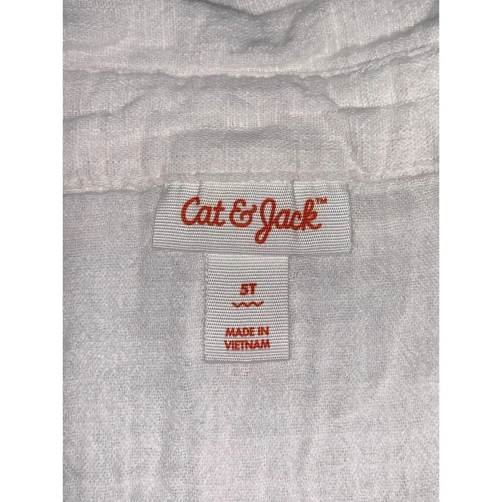 Cat & Jack Boys Toddler White Short Sleeve Button-Up Shirt 100% Cotton Size 5T - Picture 2 of 9